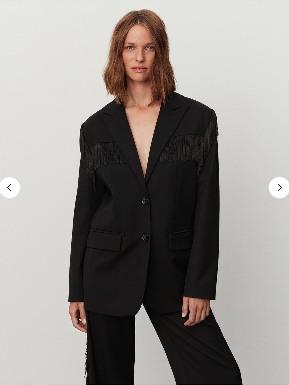 Day Women's Black Fringe-Trim oversized smart casual Blazer